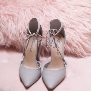 Grey suede pointy heels